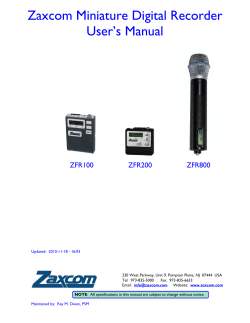 Zaxcom Miniature Digital Recorder User‟s Manual