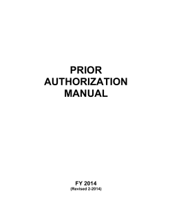 PRIOR AUTHORIZATION MANUAL FY 2014