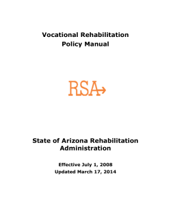 Vocational Rehabilitation Policy Manual State of Arizona Rehabilitation