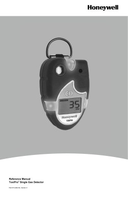 Reference Manual ToxiPro Single Gas Detector