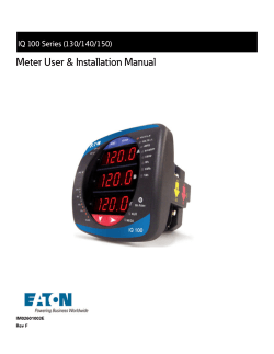 Meter User &amp; Installation Manual IQ 100 Series (130/140/150)  IM02601003E