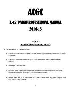 ACGC K-12 PARAPROFESSIONAL MANUAL 2014-15