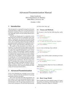 Advanced Parameterization Manual 1 Introduction Adam Izraelevitz