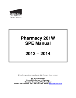 Pharmacy 201W SPE Manual  2013 – 2014