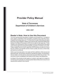 Provider Policy Manual State of Tennessee Department of Children’s Services
