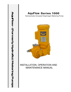 AquFlow AquFlow - (Formerly Hydroflo) Metering Pumps Series 1000