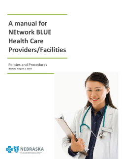 A manual for NEtwork BLUE Health Care Providers/Facilities