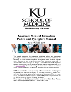Graduate Medical Education Policy and Procedure Manual Revised August 8, 2014
