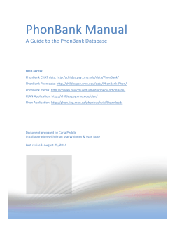 PhonBank Manual  A Guide to the PhonBank Database