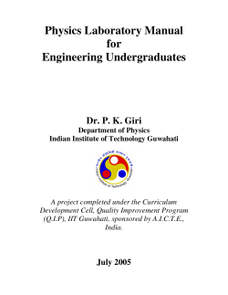 Physics Laboratory Manual for Engineering Undergraduates Dr. P. K. Giri