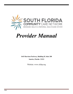 Provider Manual Website: www.sfchp.org 1643 Harrison Parkway, Building H, Suite 200