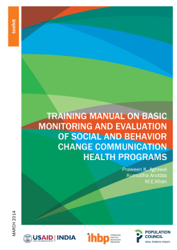 TRAINING MANUAL ON BASIC MONITORING AND EVALUATION OF SOCIAL AND BEHAVIOR CHANGE COMMUNICATION