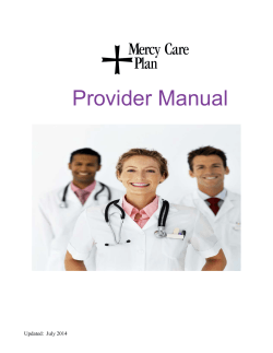 Provider Manual  Updated:  July 2014