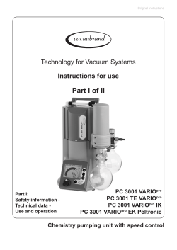 Part I Part I of II Instructions for use Technology for Vacuum Systems