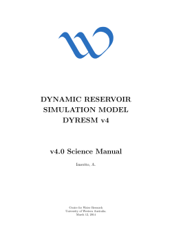 DYNAMIC RESERVOIR SIMULATION MODEL DYRESM v4 v4.0 Science Manual