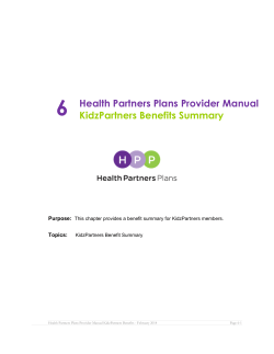 6  Health Partners Plans Provider Manual KidzPartners Benefits Summary
