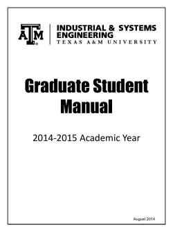 Graduate Student Manual 2014-2015 Academic Year