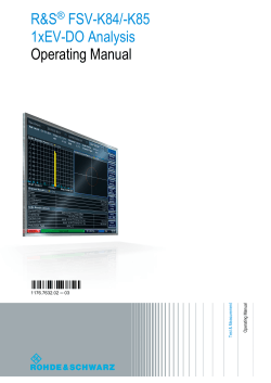 R&amp;S FSV-K84/-K85 1xEV-DO Analysis Operating Manual