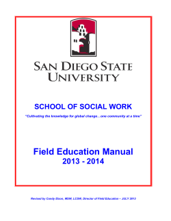 Field Education Manual 2013 - 2014  SCHOOL OF SOCIAL WORK