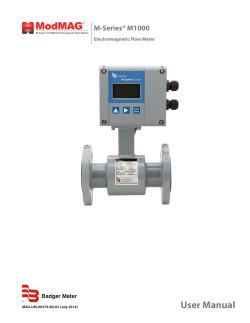 User Manual M-Series® M1000 Electromagnetic Flow Meter MAG-UM-00379-EN-02 (July 2014)