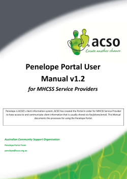 Penelope Portal User Manual v1.2  for MHCSS Service Providers