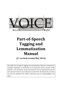 Part-of-Speech Tagging and Lemmatization Manual