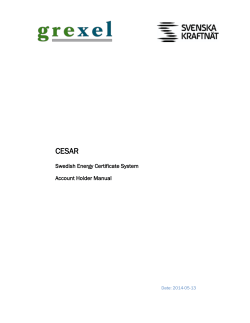 CESAR Swedish Energy Certificate System Account Holder Manual