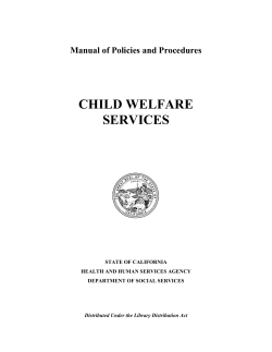 CHILD WELFARE SERVICES Manual of Policies and Procedures