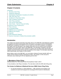 Claim Submission Chapter 6 Chapter 6 Contents