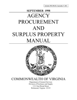 AGENCY PROCUREMENT AND SURPLUS PROPERTY
