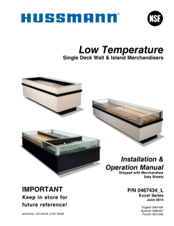 Low Temperature Installation &amp; Operation Manual IMPORTANT