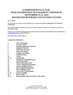EXHIBITOR MANUAL FOR: BCBS INFORMATION MANAGEMENT SYMPOSIUM SEPTEMBER 22-23, 2014
