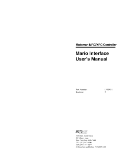 Mario Interface User’s Manual Motoman MRC/XRC Controller Part Number: