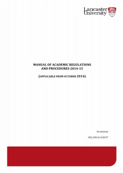 MANUAL OF ACADEMIC REGULATIONS AND PROCEDURES 2014-15  (