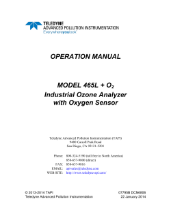 OPERATION MANUAL MODEL 465L + O  Industrial Ozone Analyzer