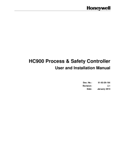 HC900 Process &amp; Safety Controller  User and Installation Manual Doc. No.: