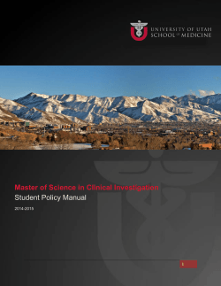 Master of Science in Clinical Investigation Student Policy Manual