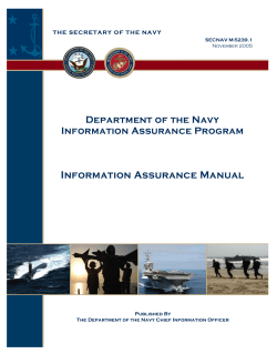 Information Assurance Manual Department of the Navy Information Assurance Program