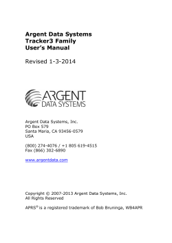 Argent Data Systems Tracker3 Family User’s Manual