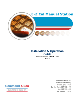Installation &amp; Operation Guide Firmware Version 1.01F &amp; Later 6/2/14