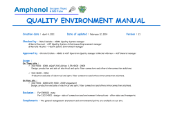 QUALITY ENVIRONMENT MANUAL Creation date Date of updated Version