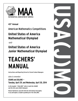 TEACHERS’ MANUAL United States of America Mathematical Olympiad