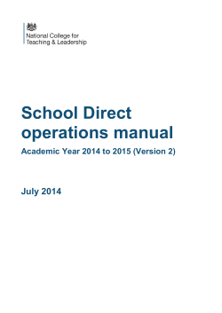 School Direct operations manual July 2014 Academic Year 2014 to 2015 (Version 2)