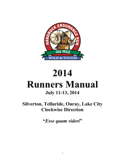 2014 Runners Manual  July 11-13, 2014