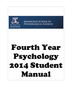 Fourth Year Psychology 2014 Student Manual