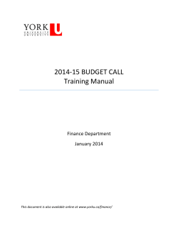 2014-15 BUDGET CALL Training Manual Finance Department
