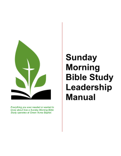 Sunday Morning Bible Study Leadership