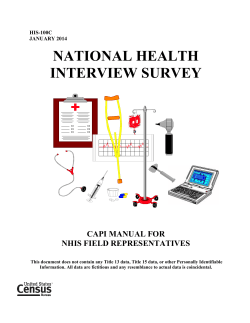 NATIONAL HEALTH INTERVIEW SURVEY CAPI MANUAL FOR NHIS FIELD REPRESENTATIVES