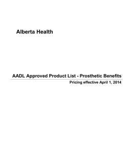 Alberta Health AADL Approved Product List - Prosthetic Benefits