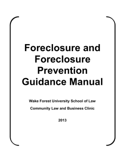 Foreclosure and Foreclosure Prevention Guidance Manual